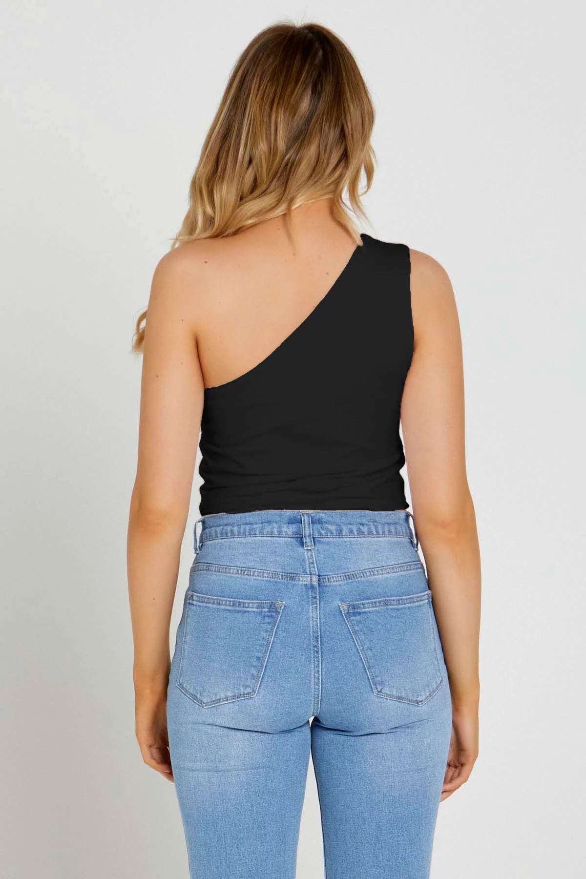 Bec One Shoulder Top - Black
