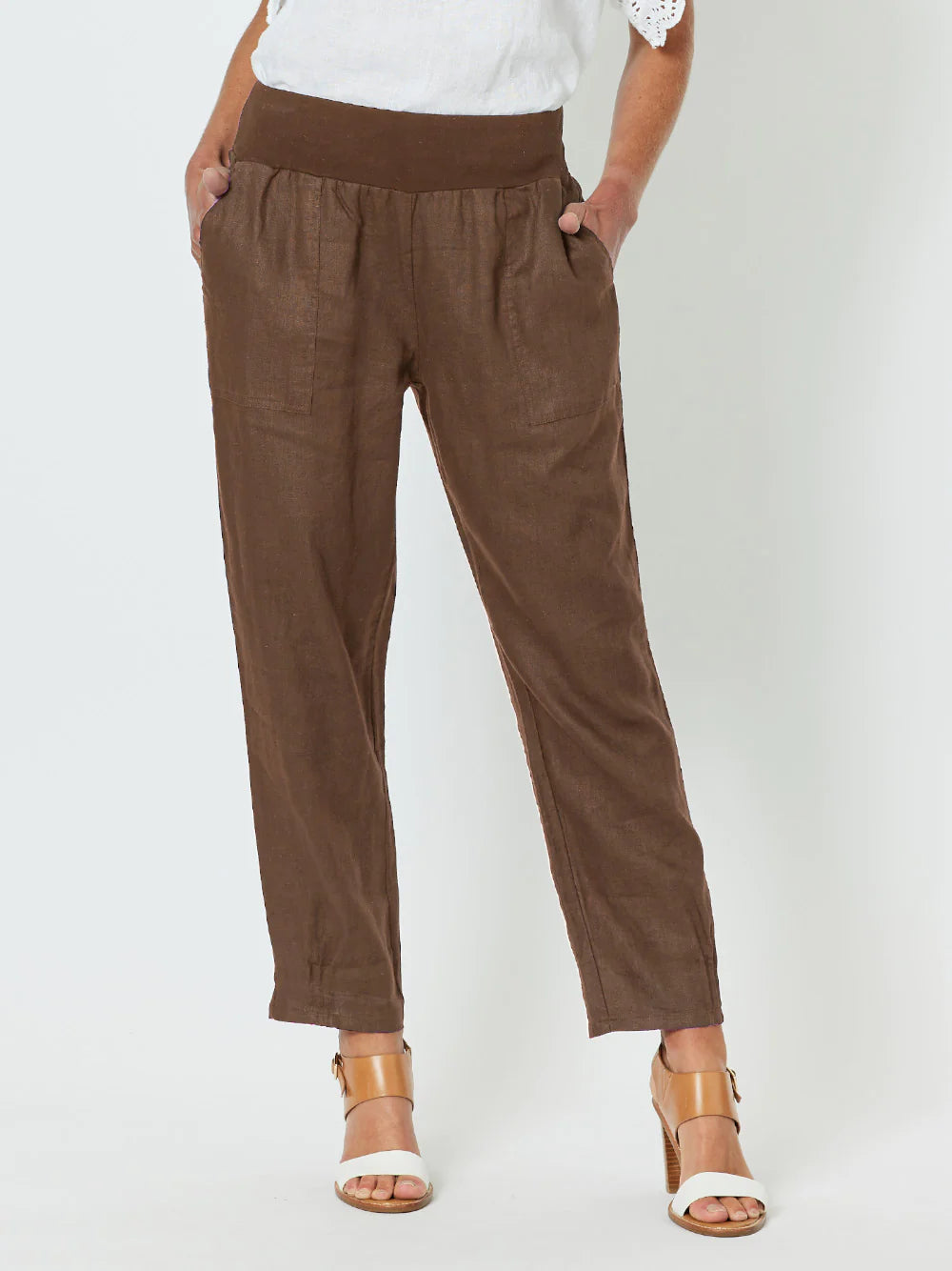 Maci Linen Pants - Brown