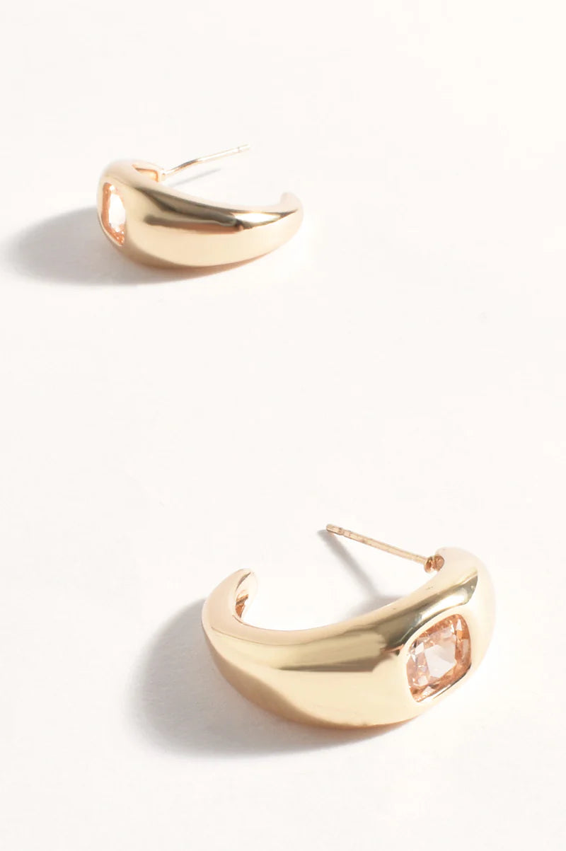 Jewel Front Mini Hoops (Champagne/Gold)