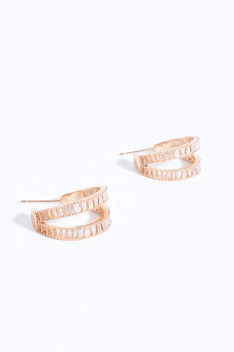 Baguette Cut Jewel Earrings (Gold)
