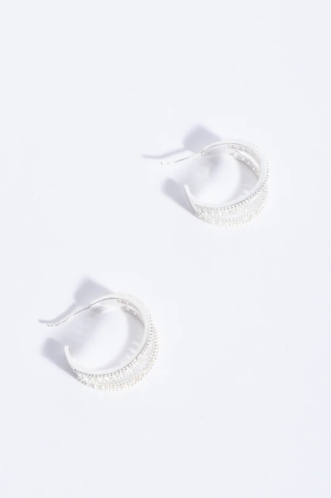 Baguette Cut Jewel Earrings (Silver)