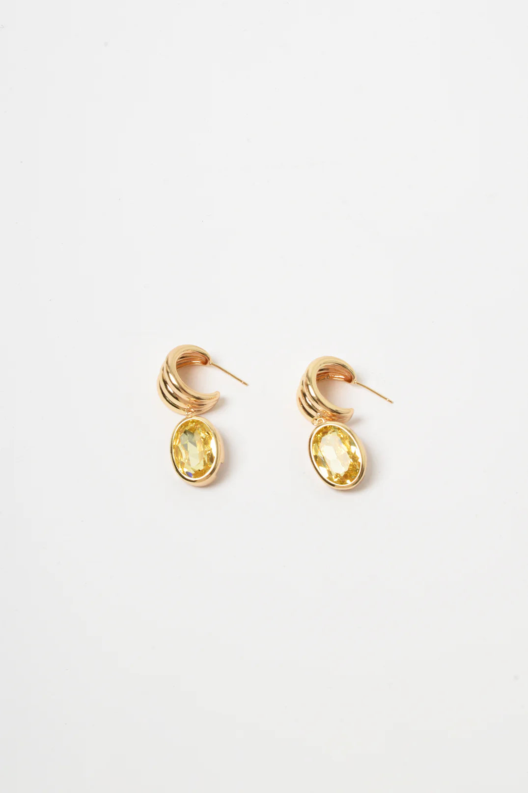 Curved Front Oval Drop Earrings (Lemon)
