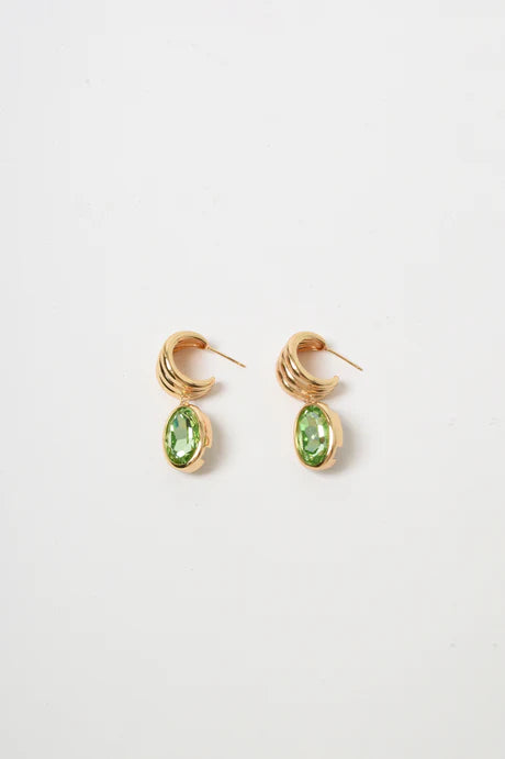 Curved Front Oval Drop Earrings (Mint)