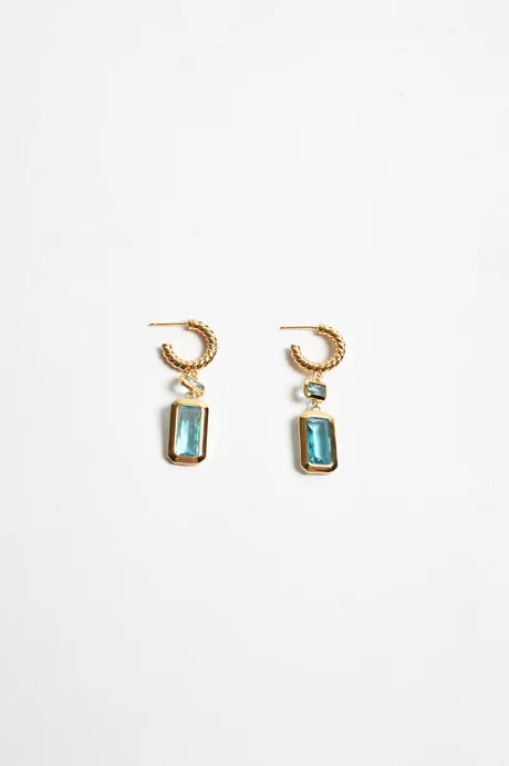 Rectangle Drop Twist Hoops (Aqua)
