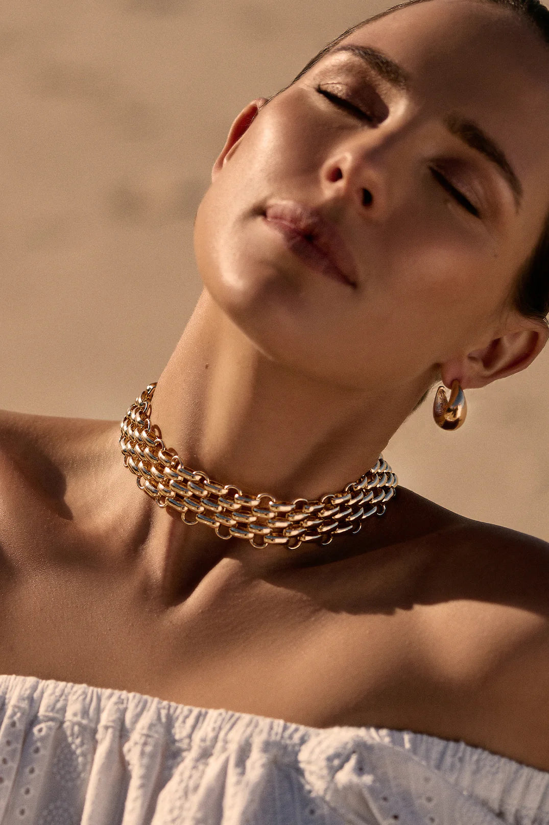 Statement Chain Collar Necklace (Gold)