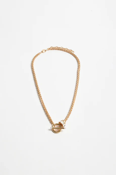 Interest Chain Diamante Fob Necklace (Gold)