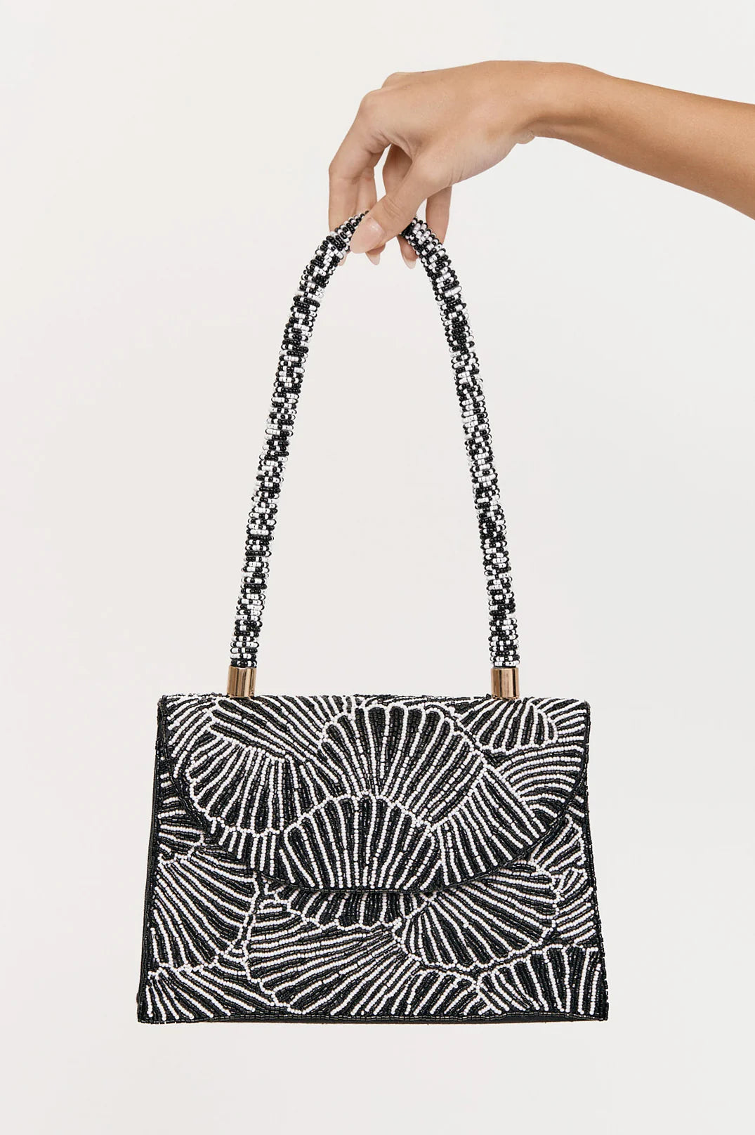 Zyra Beaded Handbag (Black/White)