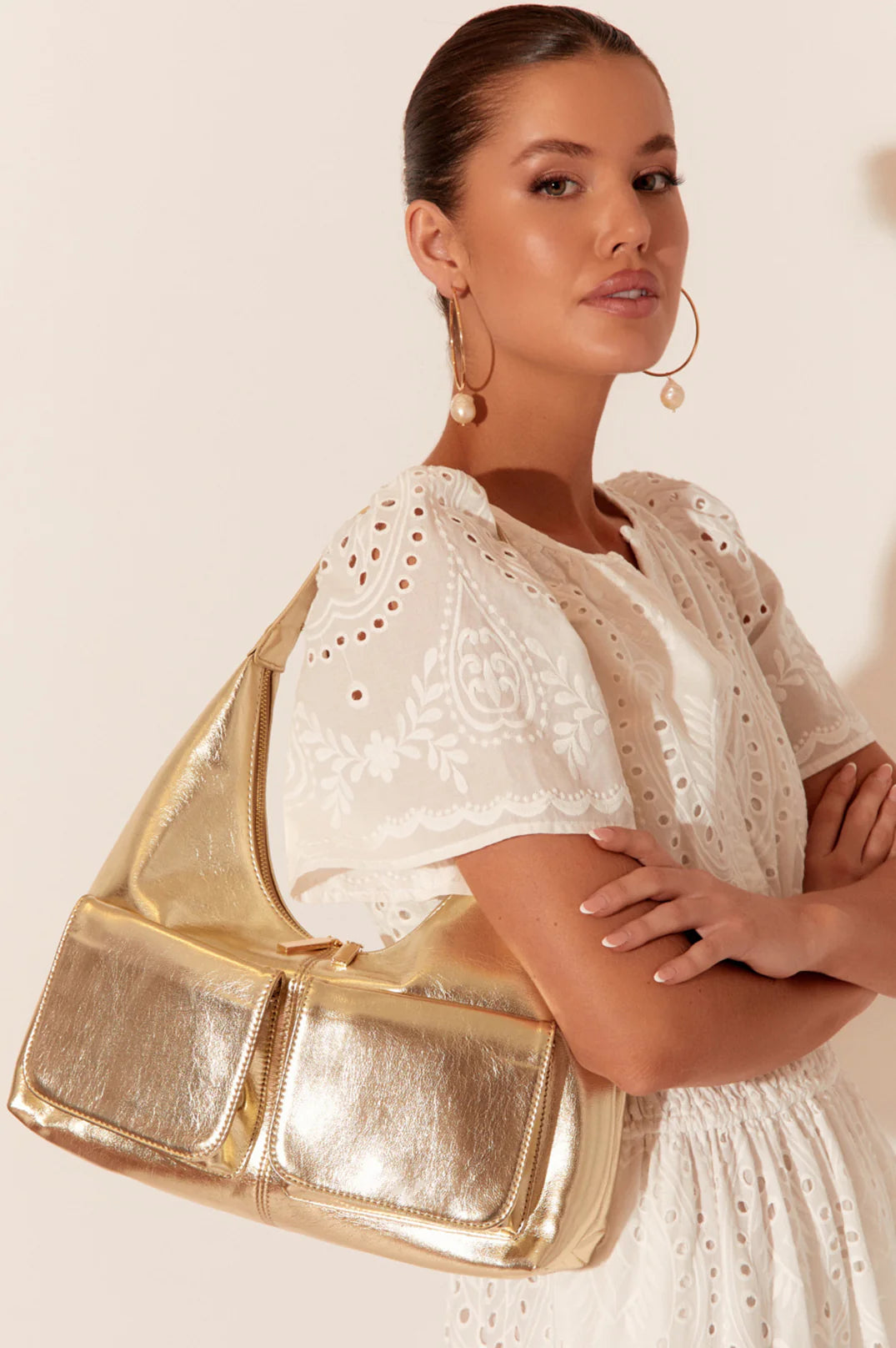 BONNIE POCKET FRONT HANDBAG (GOLD)