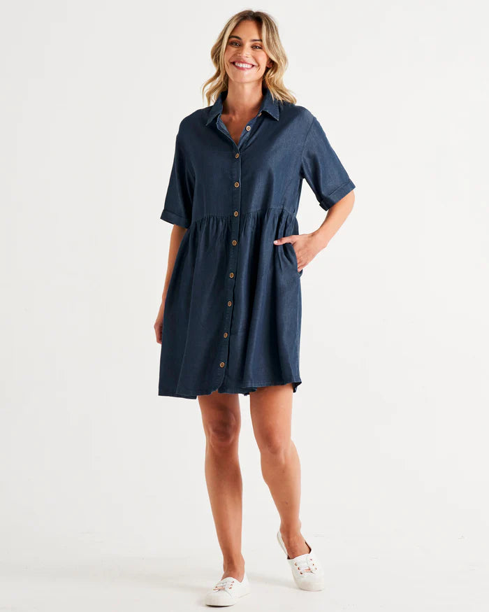 Miley Shirt Dress - Blue Haze