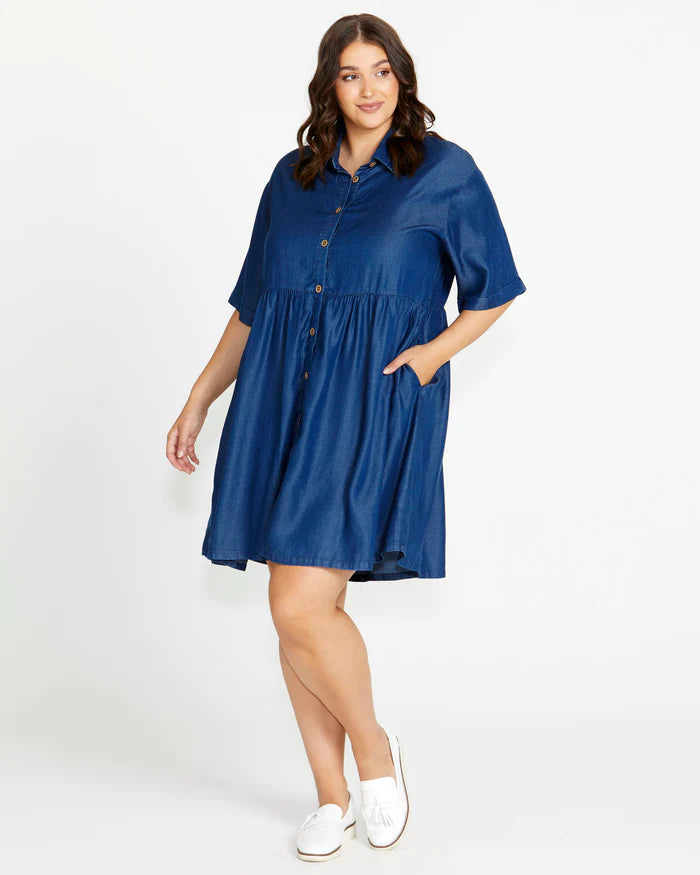 Miley Shirt Dress - Blue Haze