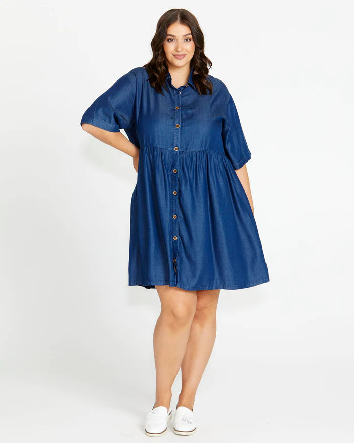 Miley Shirt Dress - Blue Haze