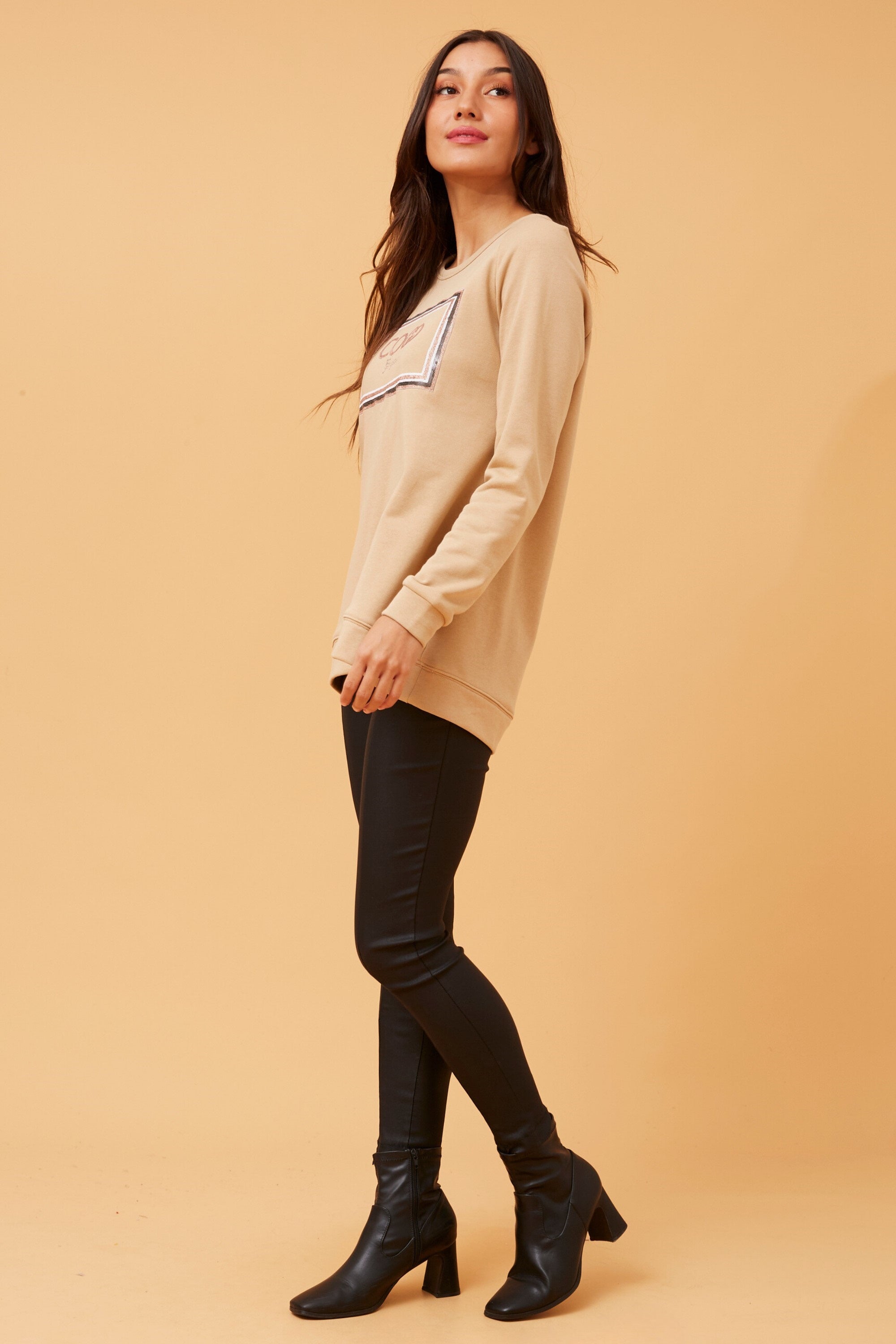 Candice Sequin Jumper - Toffee