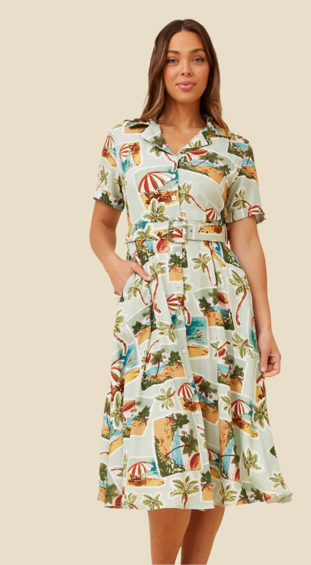 Irene Shirt Dress (Sage)