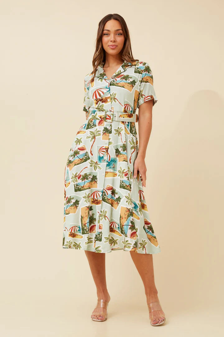 Irene Shirt Dress (Sage)