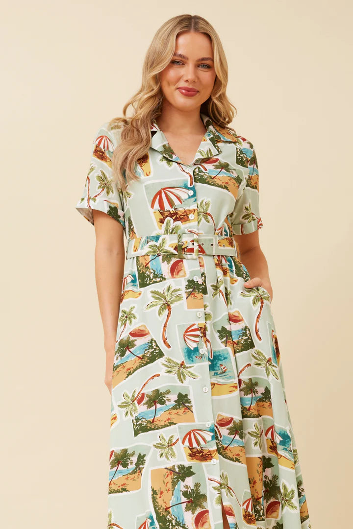 Irene Shirt Dress (Sage)