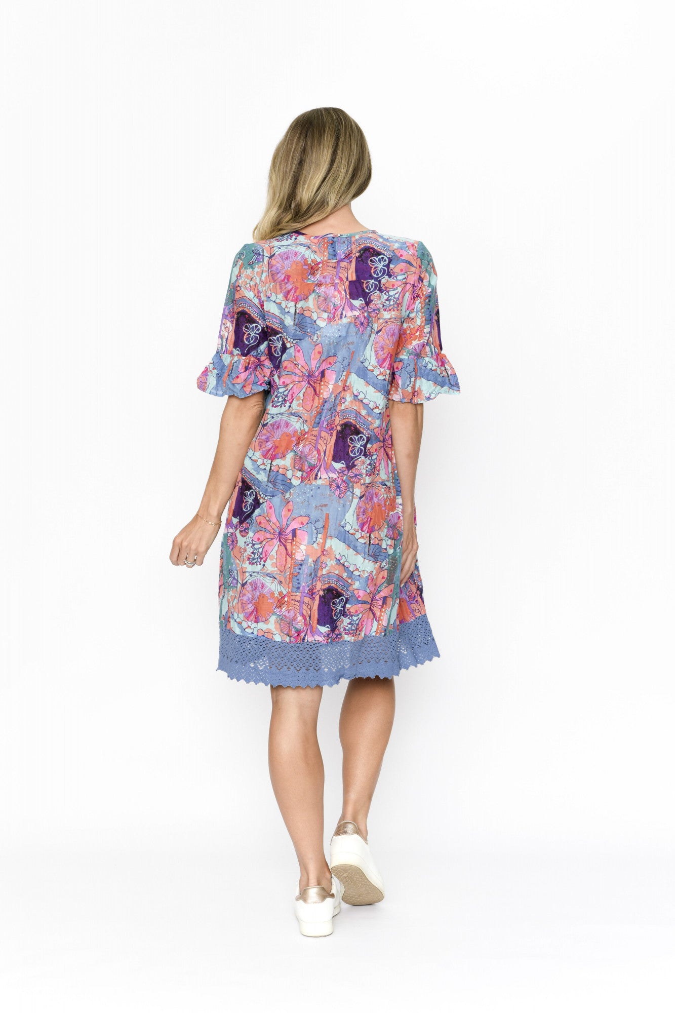 Hannah BoHo Tunic Dress (Multi Purple/Blue)
