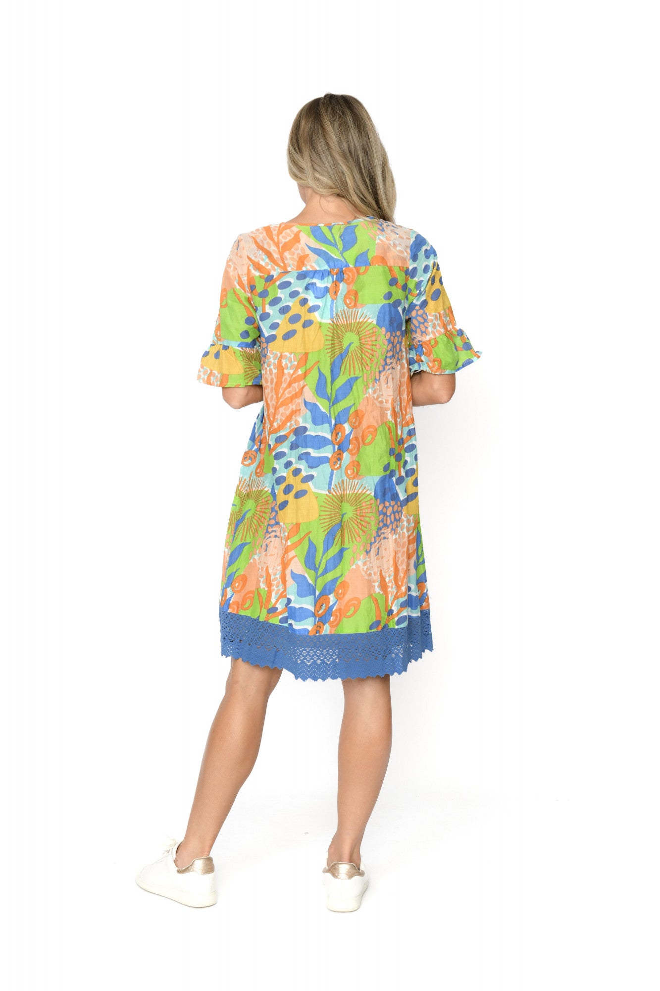 Hannah BoHo Tunic Dress - Multi Blue