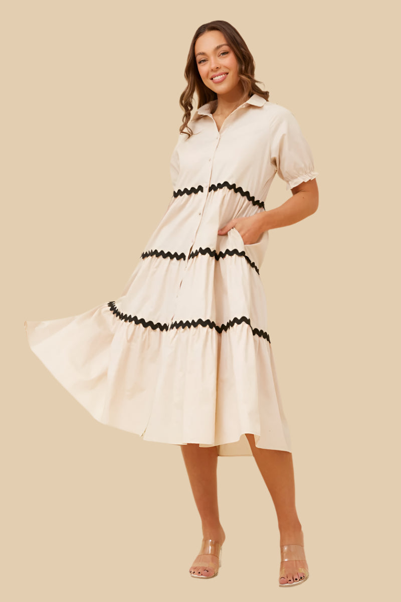 Gretel Midi Dress - Nougat