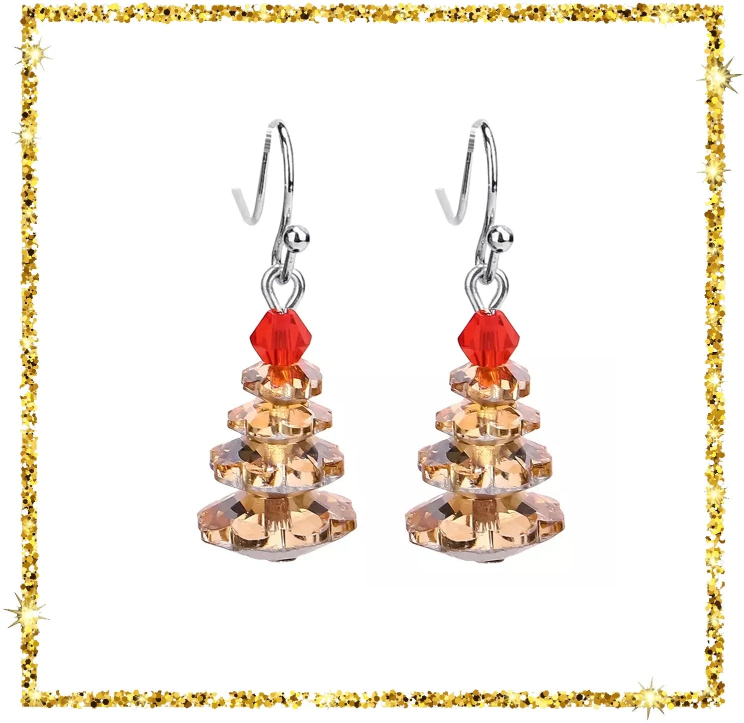 CHRISTMAS TREE EARRINGS (CHAMPAGNE)