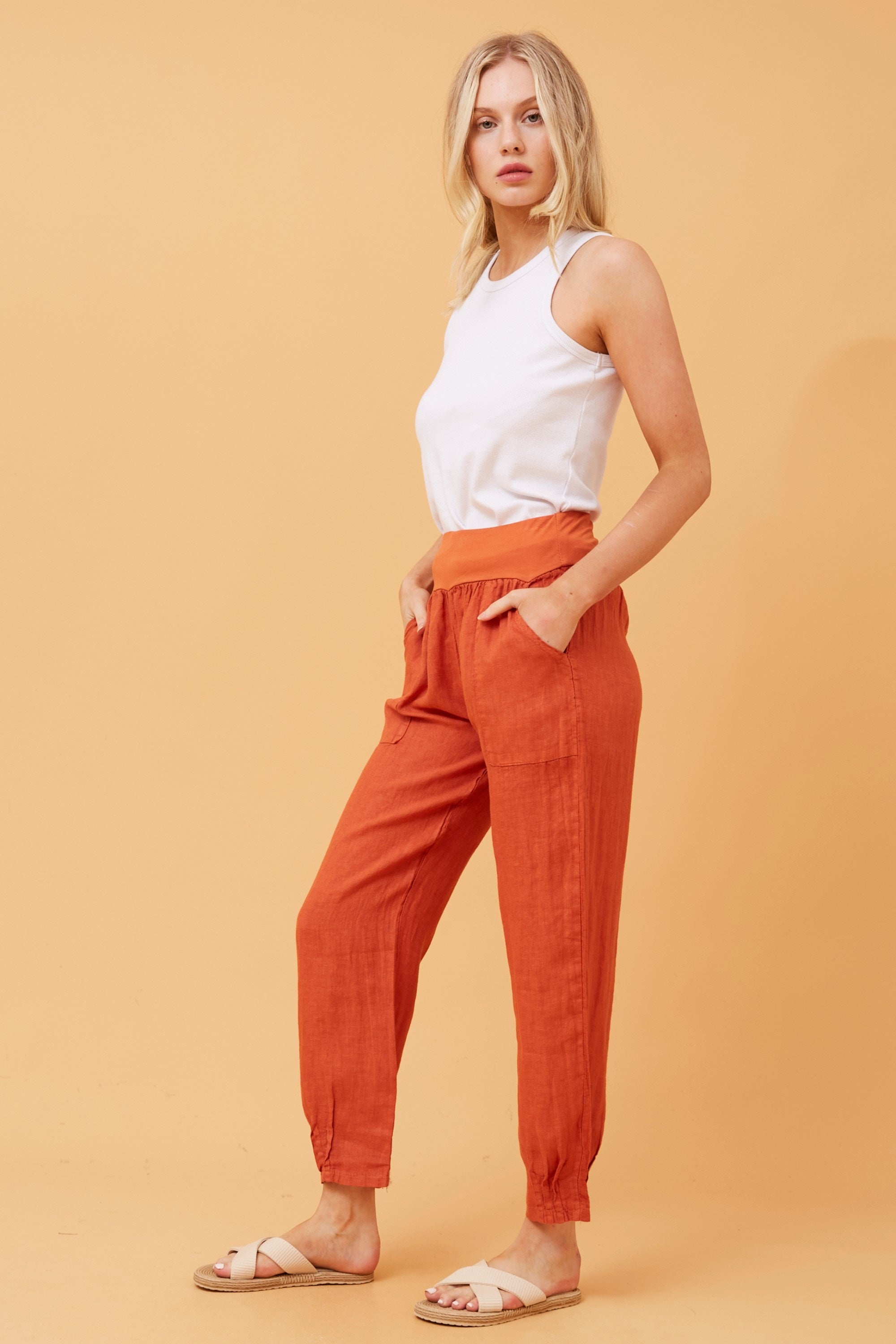 Finn Linen Pants - Rust