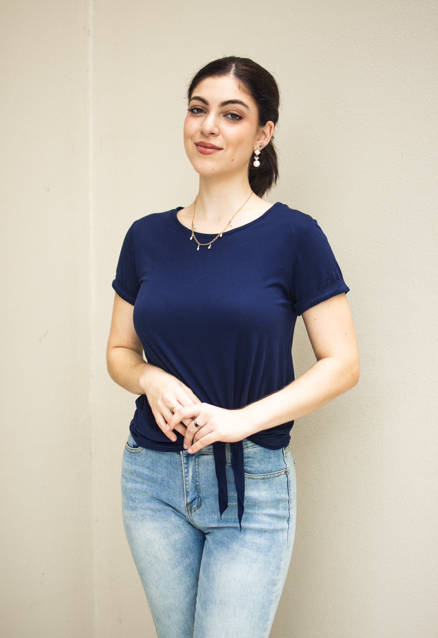 Sherrie Tie Top - Navy
