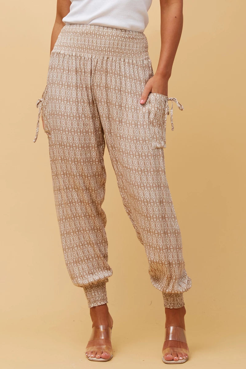 Boho Harem Pants - Beige