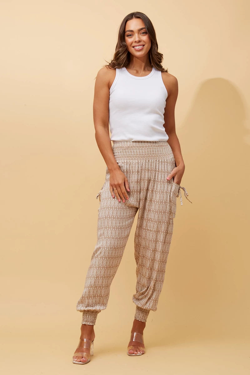 Boho Harem Pants - Beige
