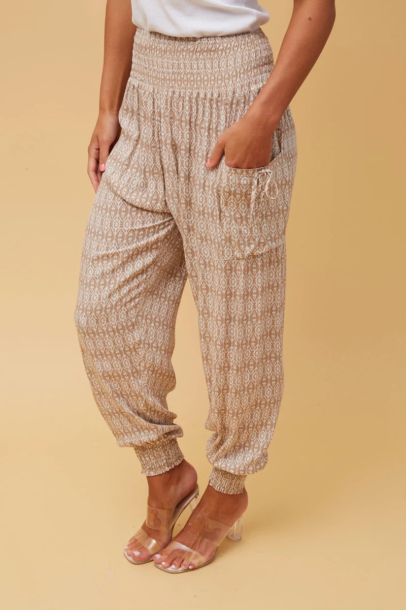 Boho Harem Pants - Beige