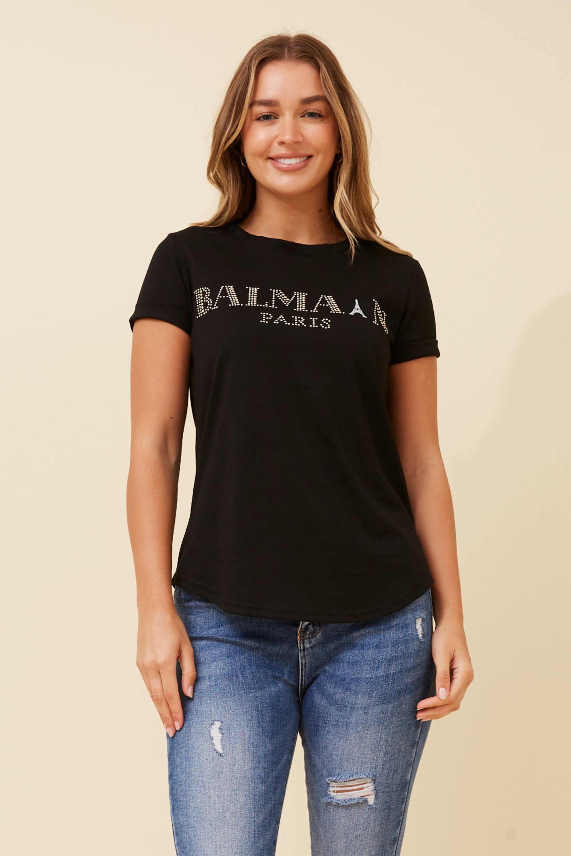 RIA EMBELLISHED TEE (Black)