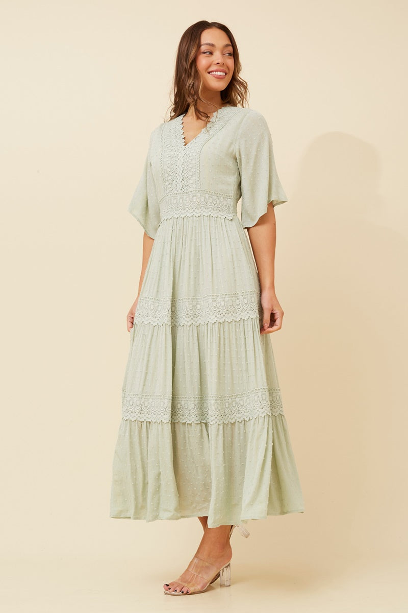 LACE MAXI DRESS (Sage)