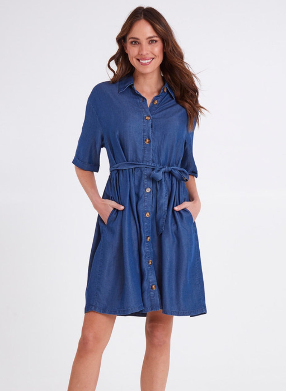 Miley Shirt Dress - Blue Haze