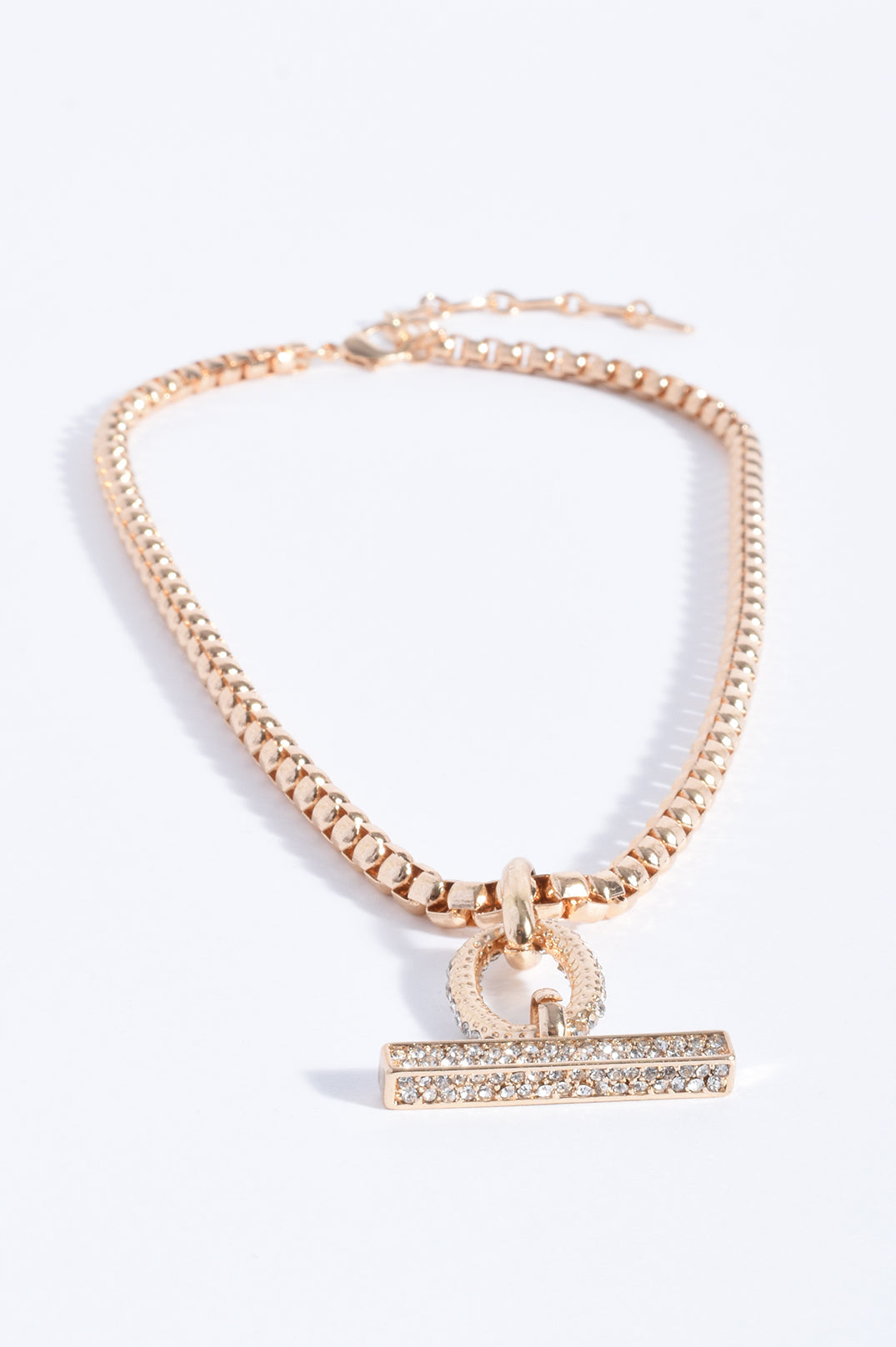 DIAMANTE DROP EVENT NECKLACE (GOLD)