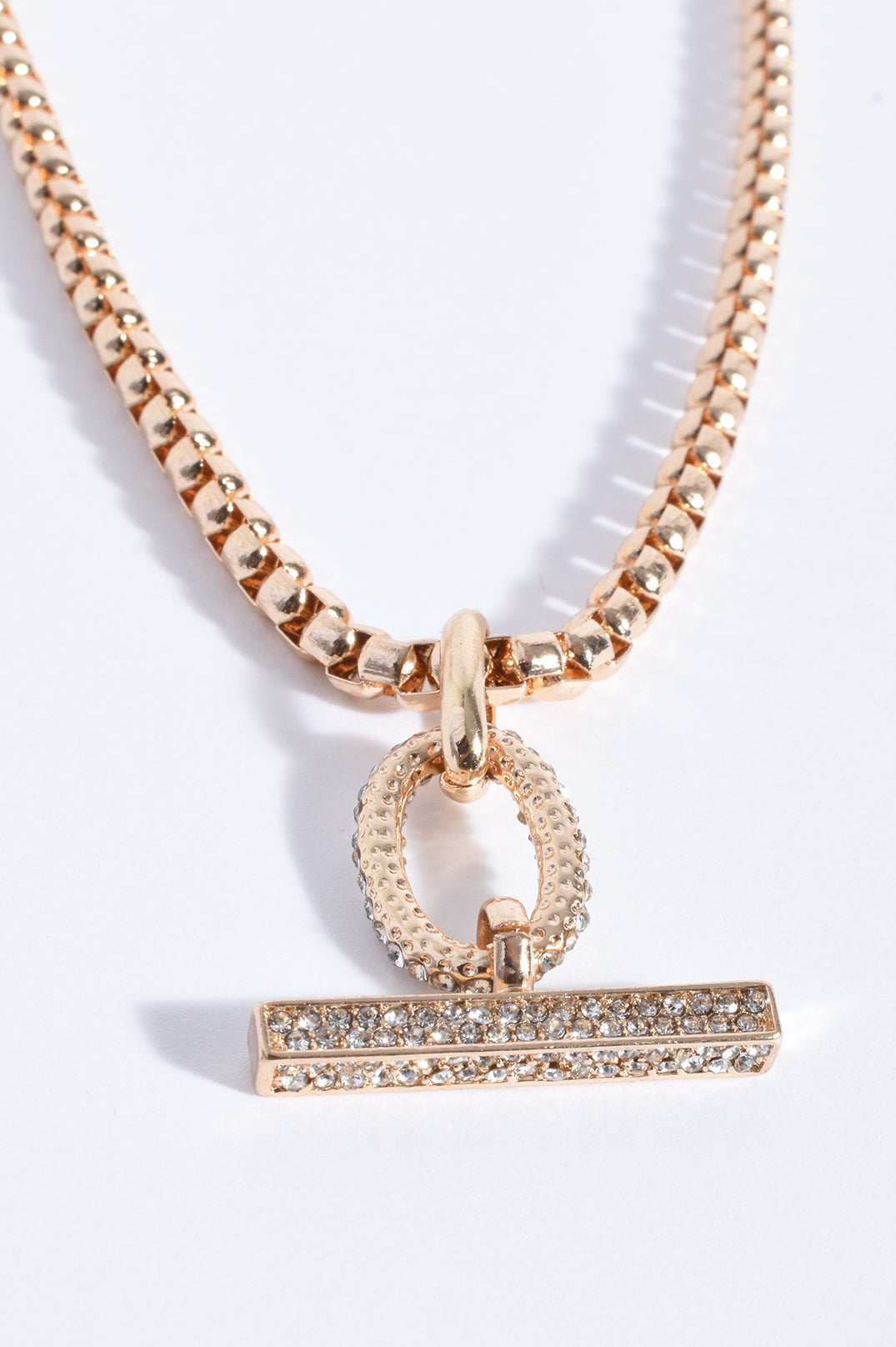 DIAMANTE DROP EVENT NECKLACE (GOLD)