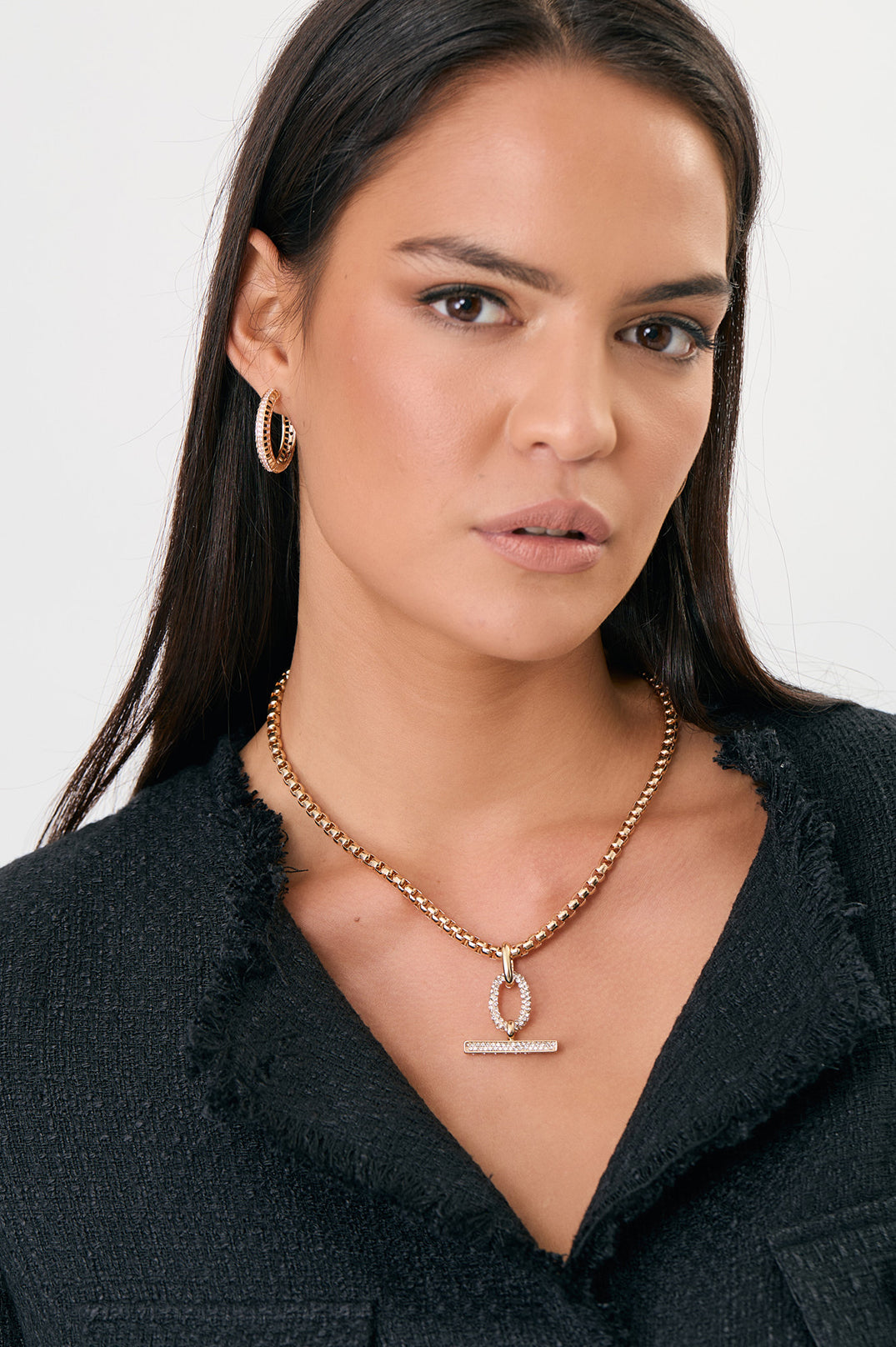 DIAMANTE DROP EVENT NECKLACE (GOLD)