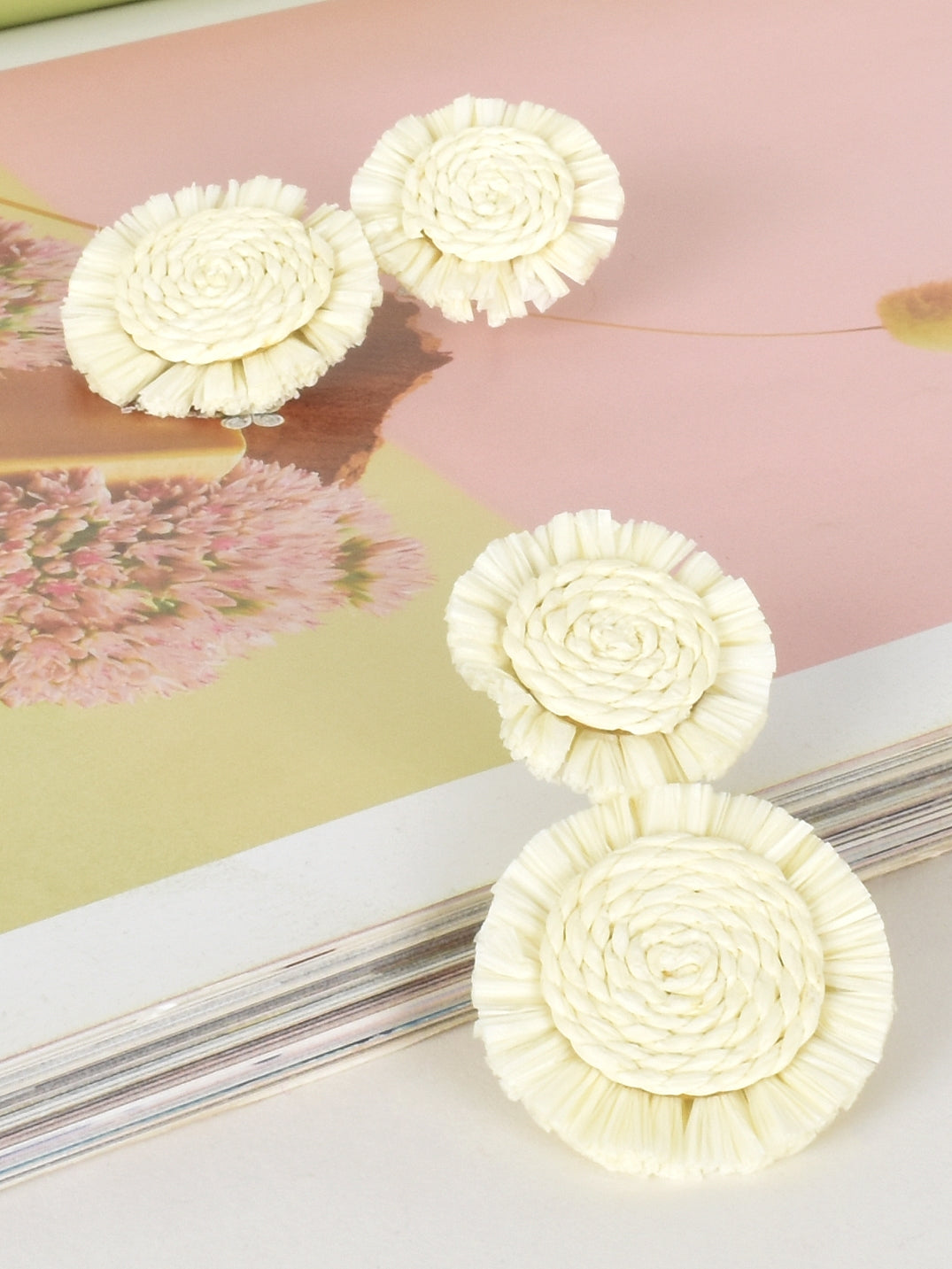 Adorne Raffia Earrings - Yellow
