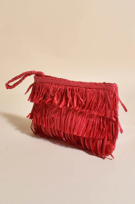 Asha Fringe Front Zip Top Pouch