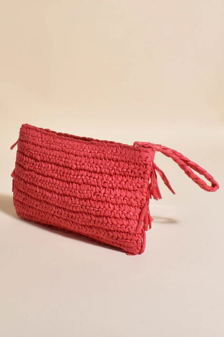 Asha Fringe Front Zip Top Pouch