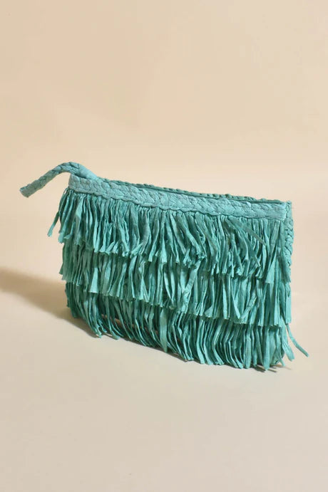 Asha Fringe Front Zip Top Pouch