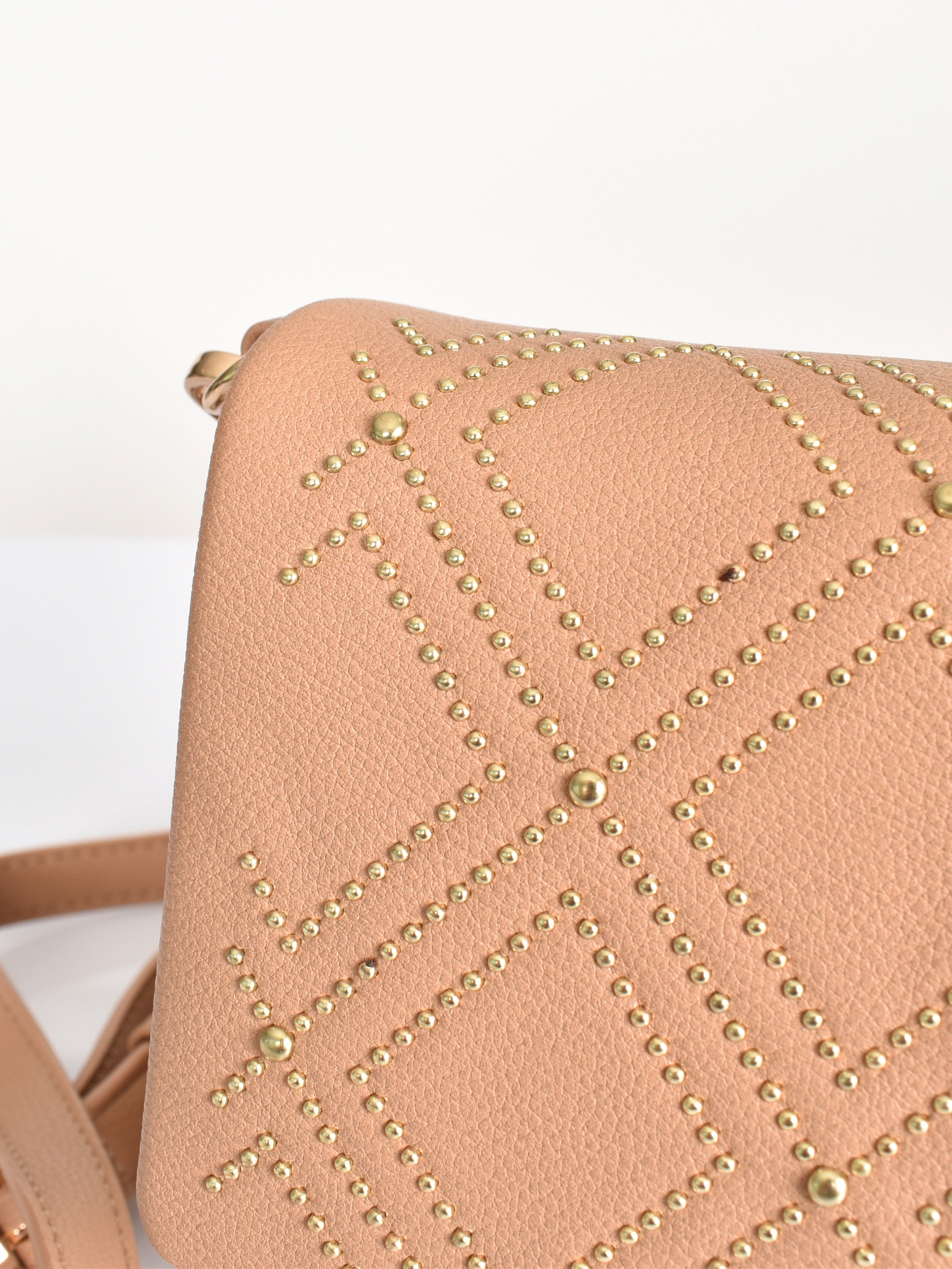 Adorne - Nude/Gold Stud Handbag