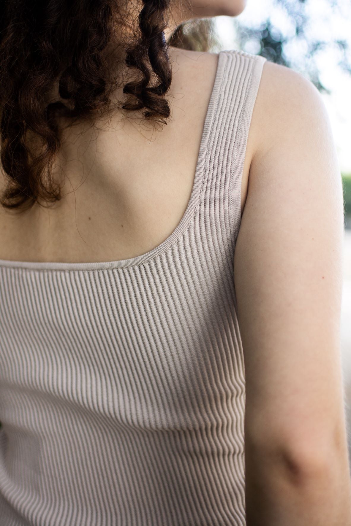 Ruby Ribbed Singlet - Beige