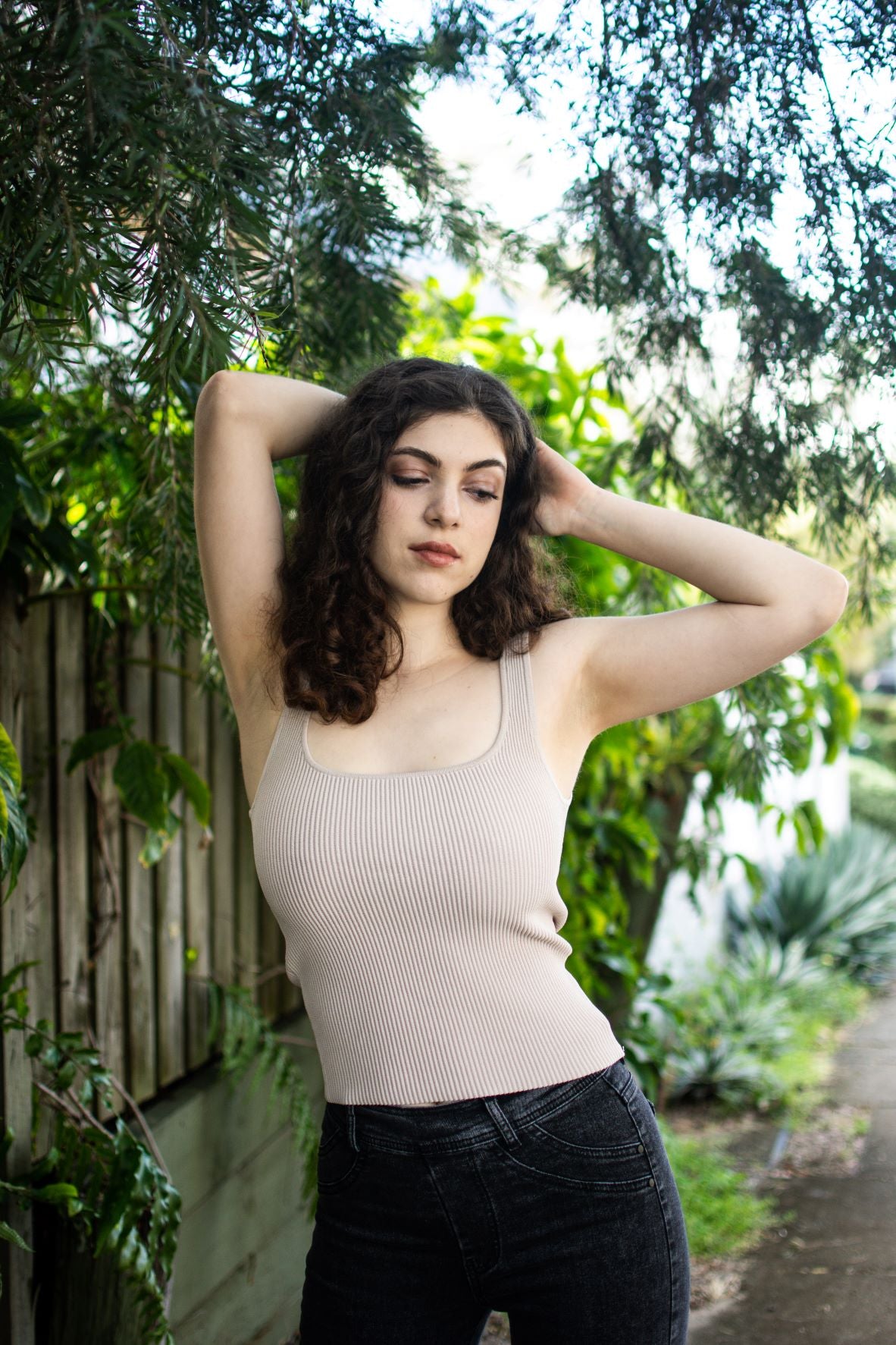 Ruby Ribbed Singlet - Beige