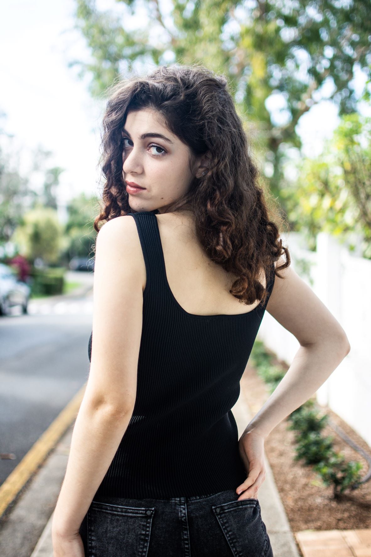 Ruby Ribbed Singlet - Black