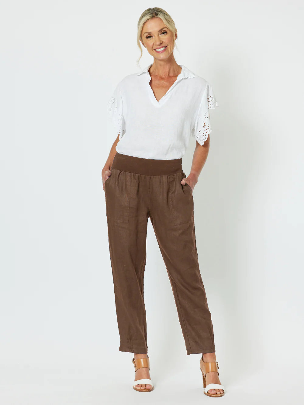 Maci Linen Pants - Brown