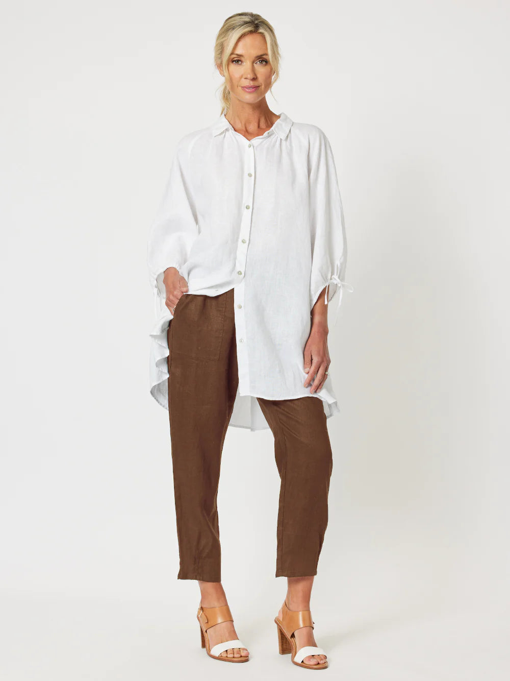 Maci Linen Pants - Brown