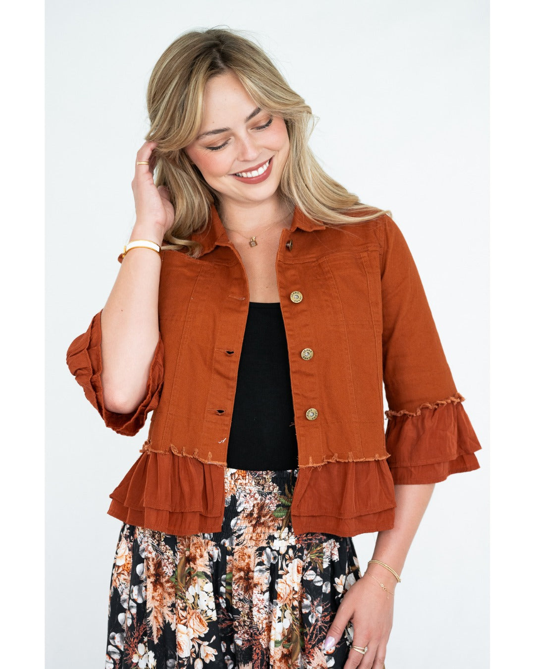 Yvette denim jacket (Tan)