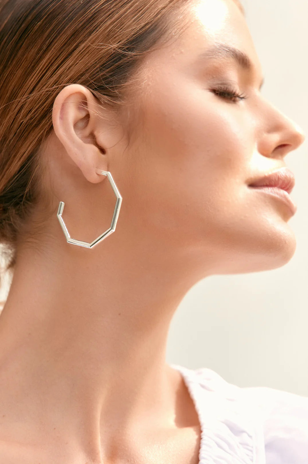 Geo Hoop Earrings - Silver