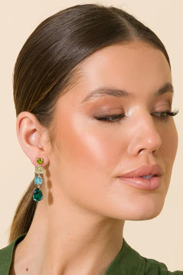 Zahra Statement Drop Earrings - Green/Gold