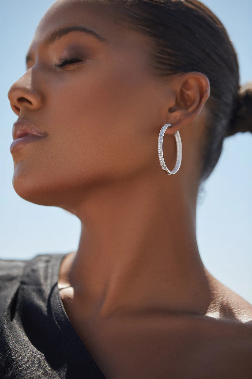 Ezra Diamante Hoop Earrings - Crystal/Silver