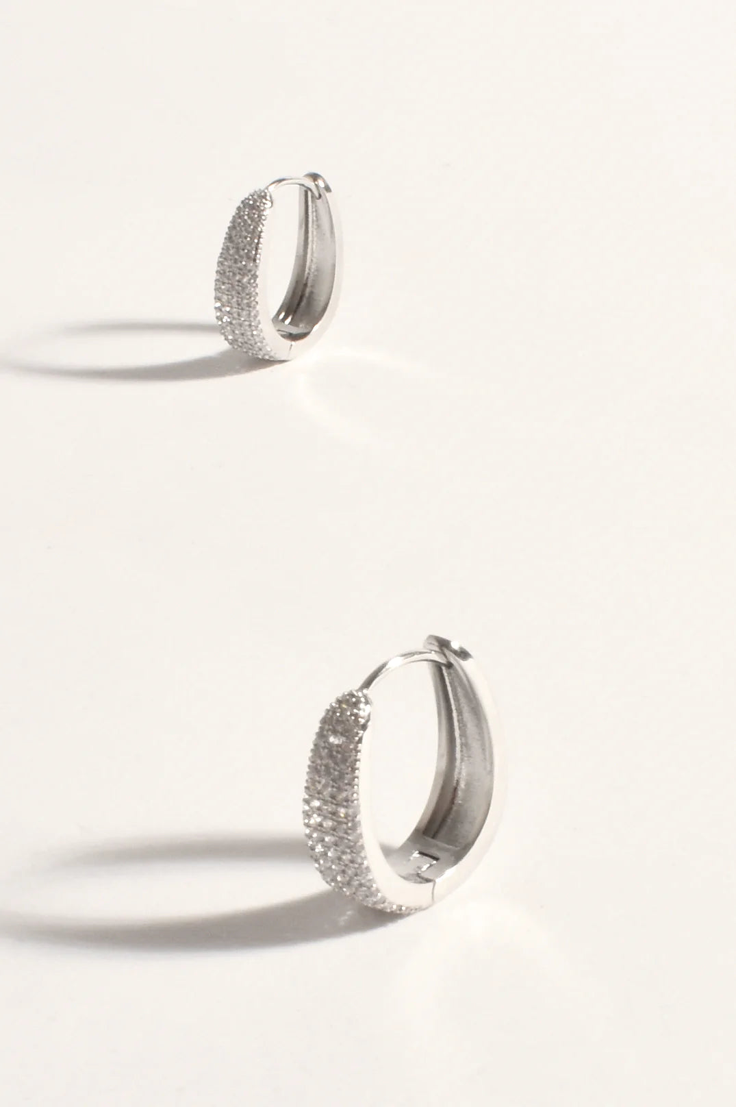 Curved Diamante Hoops - Silver/Crystal
