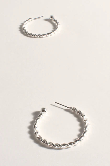 Twist Metal Hoops (Silver)